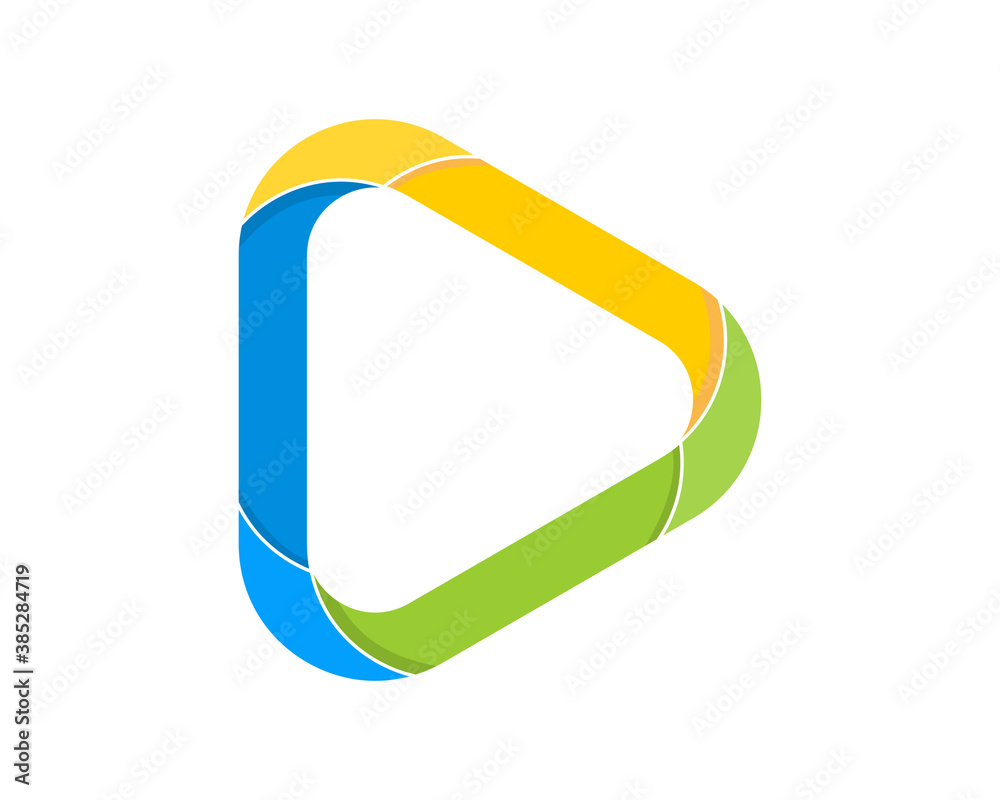 Media play symbol with triangle ribbon Media play symbol with triangle ribbon