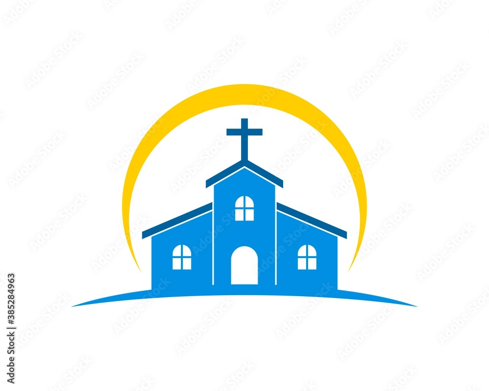 Naklejka premium Simple and modern church with yellow swoosh