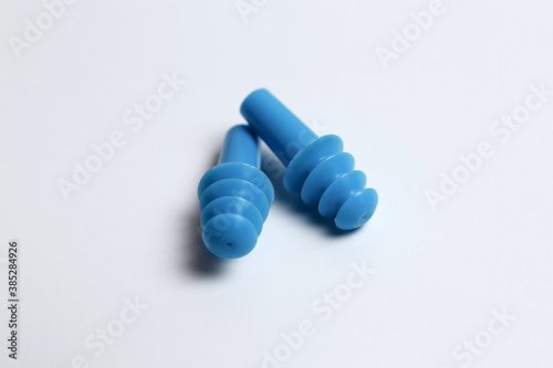 Canvas Print Silicone earplugs isolated on white