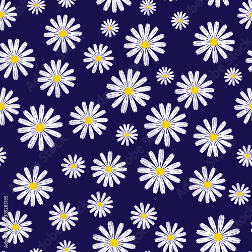 Vector flower seamless on violet background. Continuous design for textile industry