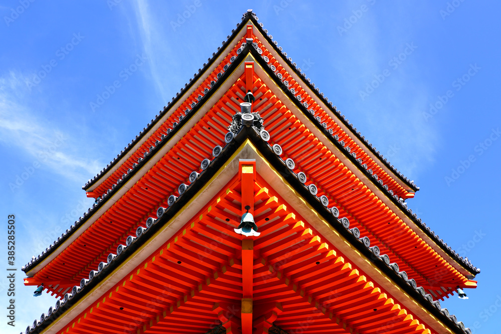 View of the Kiyomizu temple (Otowa-san Kiyomizu-dera), a temple complex on the UNESCO World Heritage List in Kyoto, Japan