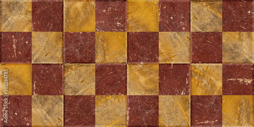Natural marble tiles. Mosaic of squares of polished stone. Element for interior design