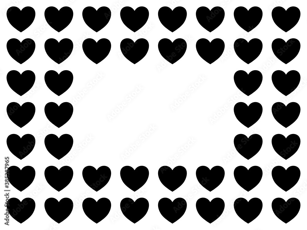 Fototapeta premium Black heart frame. Seamless pattern abstract background