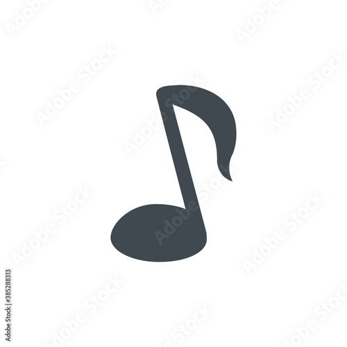 Note vector flat design icon. Symbol of music, melody and sound.