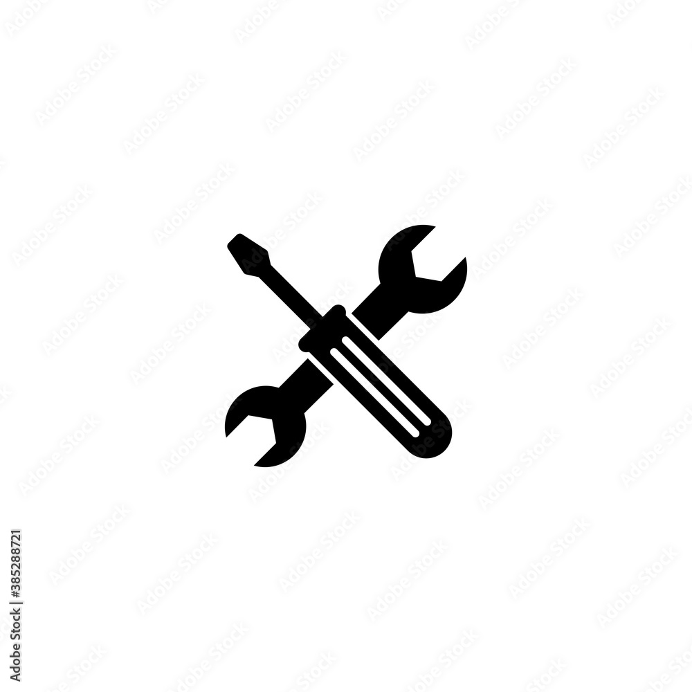 Screwdriver and Wrench Icon. Repair symbols vector Screwdriver and Wrench Icon. Repair symbols vector