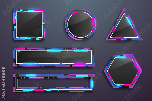 Simple neon color frames with shadow