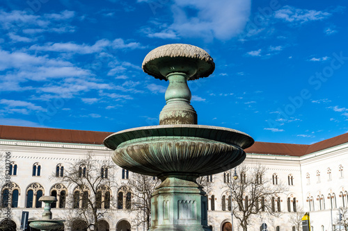 Fountain at the Ludwig Maximilian University of Munich, Bavaria, Germany