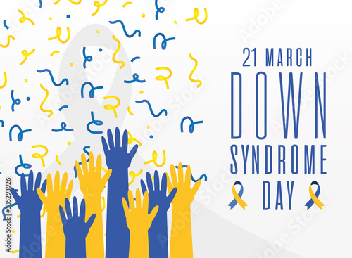 world down syndrome day hands up and confetti vector design