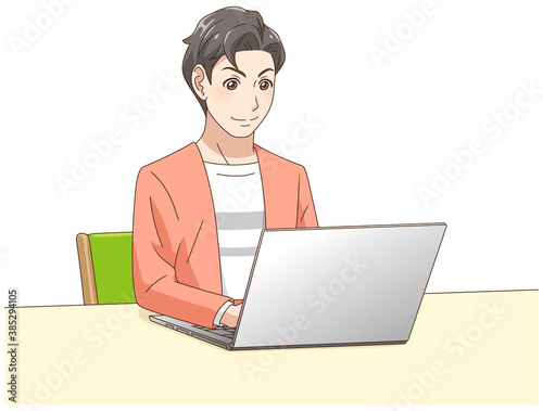 パソコンを操作する男性