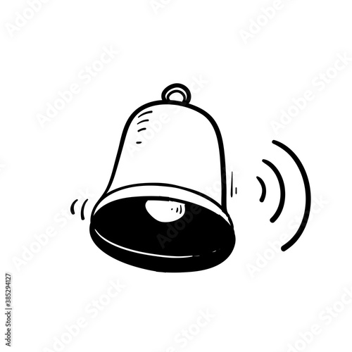 Simple Set of bell Notification Related Vector Line Icons. with hand drawn doodle hand drawing style vector isolated