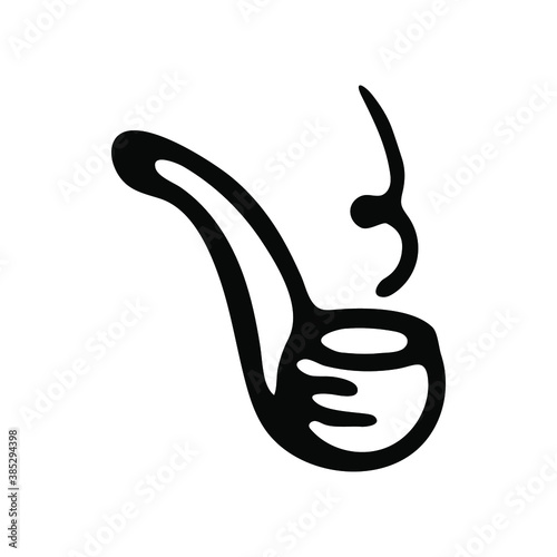 Doodle smoking pipe. An old cigarette. Picture isolated on white background. Hand-drawn. Vector