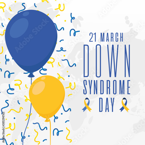world down syndrome day balloons and confetti vector design