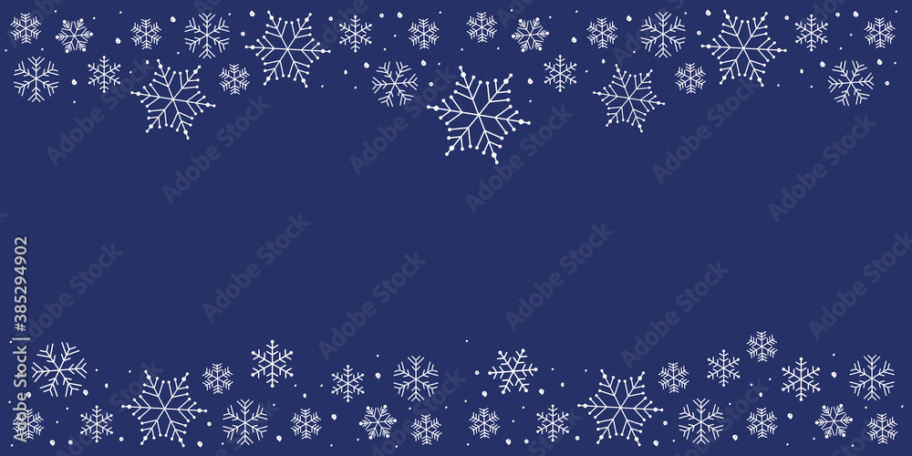 Simple snowflakes banner navy background Simple snowflakes banner navy background