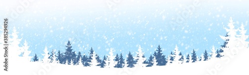 Christmas tree on Blue and White background with snowflake with copy space