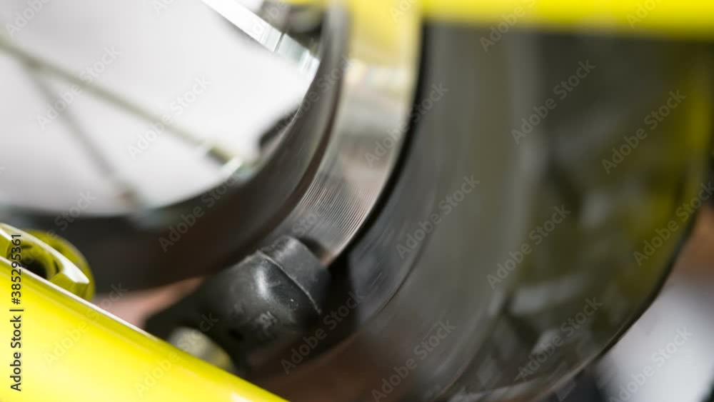 Check Cycling Brakes. Handbrake the Bicycle in Action. The bicycle