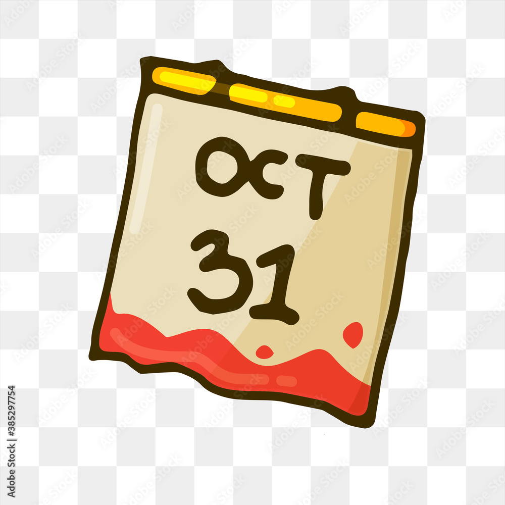 vector illustration of cute calender , october 31, isolated on ...