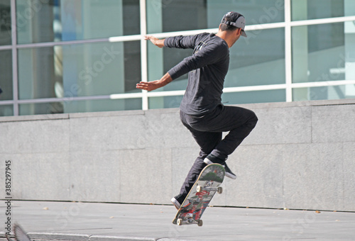 Photography Skateboarder jumping in Barcelona