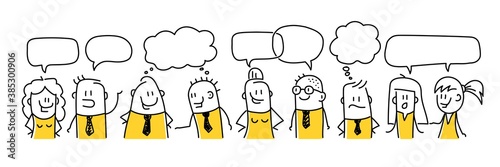 Funny people with speech bubbles. 