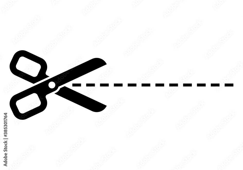 Scissors icon with cutout line isolated on white background. Vector illustration Scissors icon with cutout line isolated on white background. Vector illustration