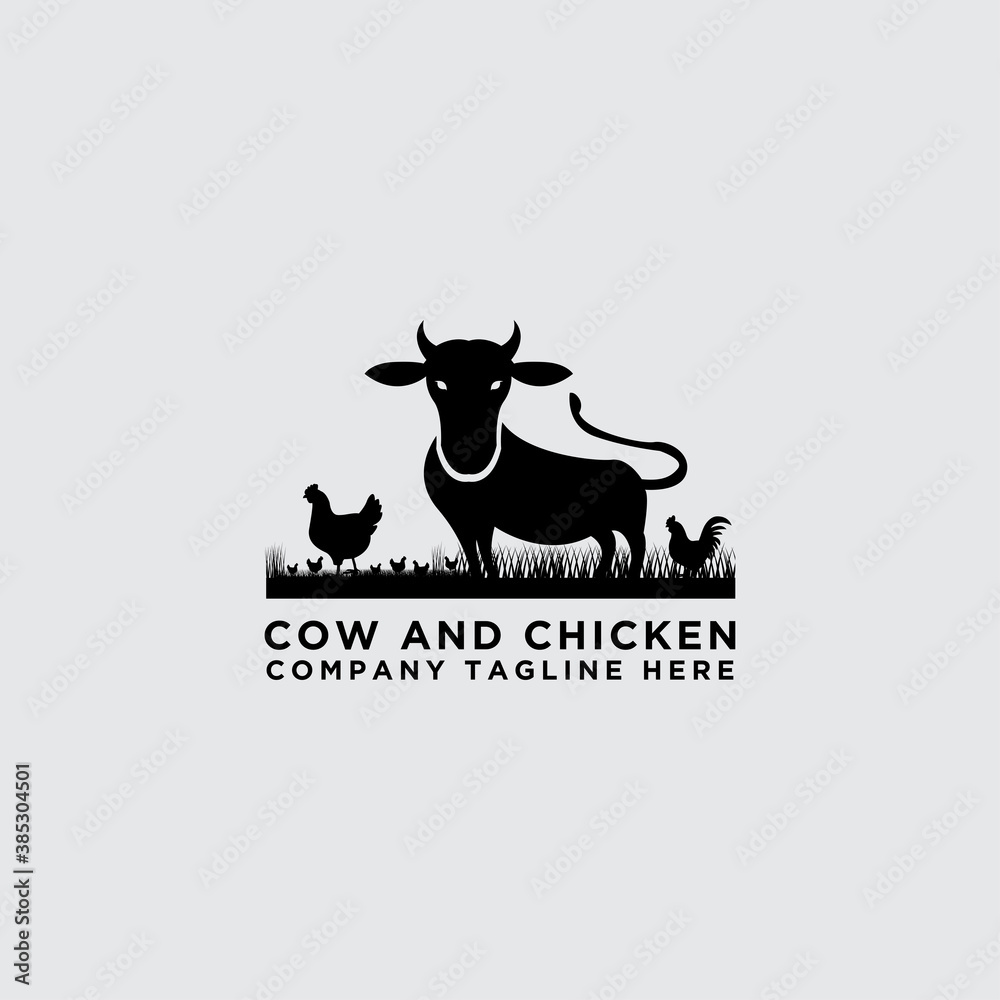 collection of cattle logo vector. Cow and chicken design - Vector collection of cattle logo vector. Cow and chicken design - Vector