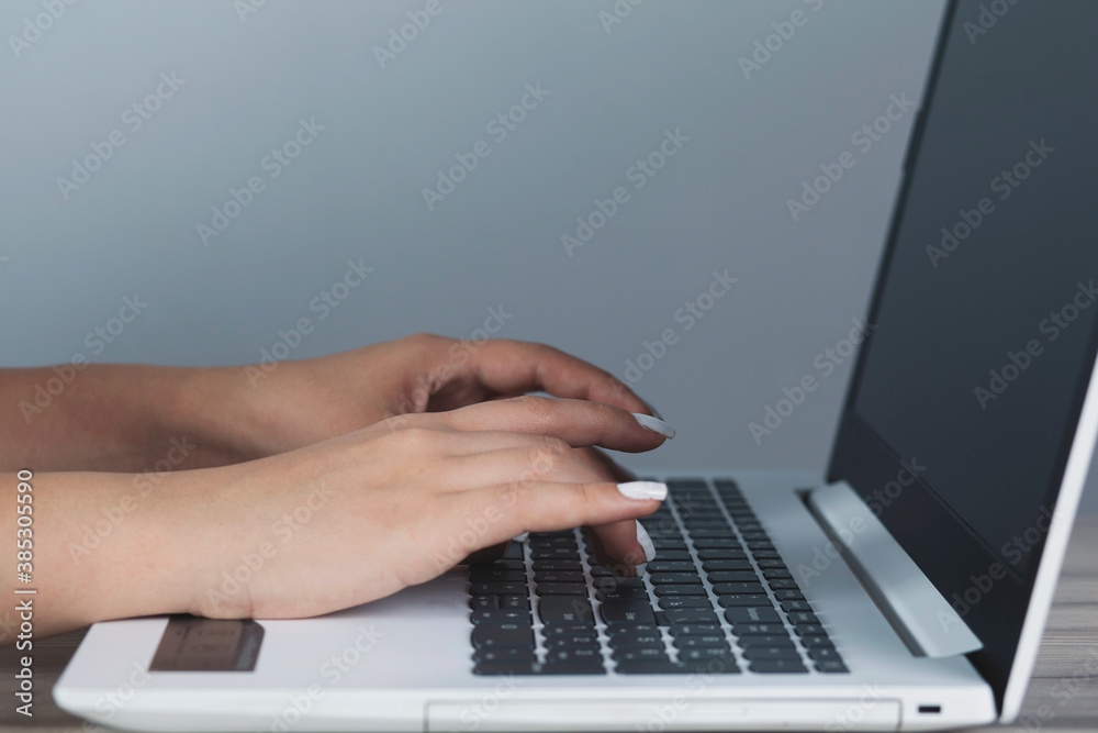 woman working in computer keyboard woman working in computer keyboard