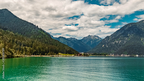 Beautiful alpine view with reflections at the famous Achensee, Pertisau, Tyrol, Austria