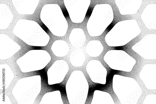 Abstract geometric dotted vector background isolated on white backdrop. Halftone graphic pattern looking like cobweb