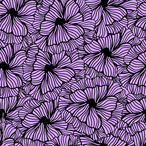 Black and white abstract peony pink pattern.