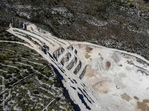 Aerial view of stone quarry in Seget Gornji, near Trogir, Croatia