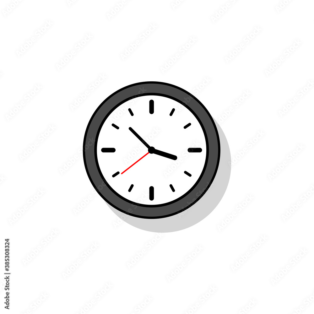 Clock icon black gray with shadow. Vector EPS10 Clock icon black gray with shadow. Vector EPS10