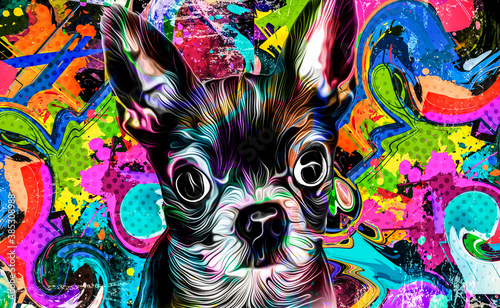 colorful background art with Chihuahua © reznik_val