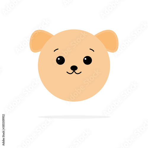 Dog head flat icon. Animal cute face vector illustration. Isolated on white.