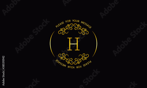 Graceful gold monogram design template. Elegant logo with H sign for royalty, business card, boutique, hotel, heraldic, jewelry.