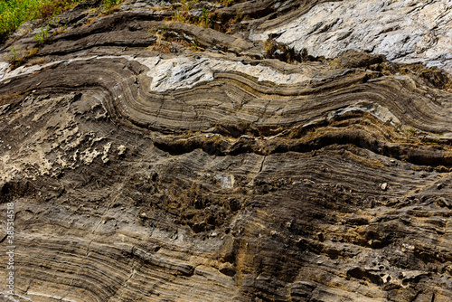 Layered intrusion is sill-like body of mafic igneous rock which exhibits vertical layering in Archean cratons due to convection,thermal diffusion, settling of phenocrysts & fractional crystallization. photo