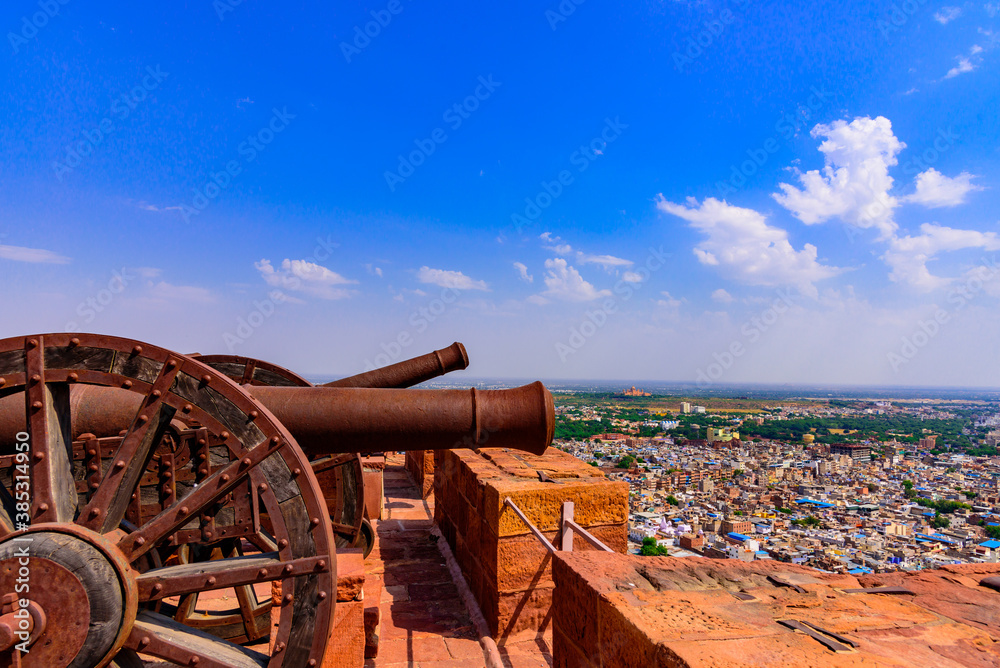 View of Jodhpur city from Mehrangarh Fort built around year 1460, is