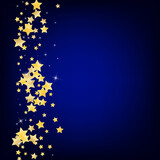 Golden Festive Stars Vector Blue Background. 