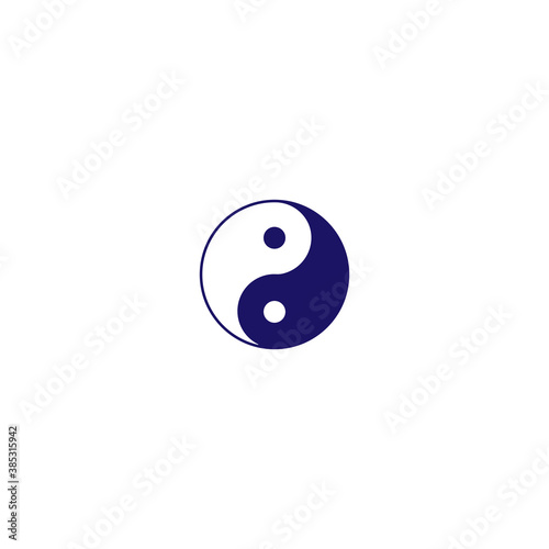Yin Yang icon. Dark blue on white. Symbol of balance and harmony. Vector icon isolated on a white background