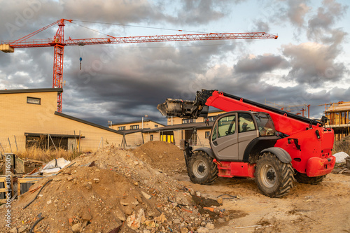 Elevator at an individual home construction site photo