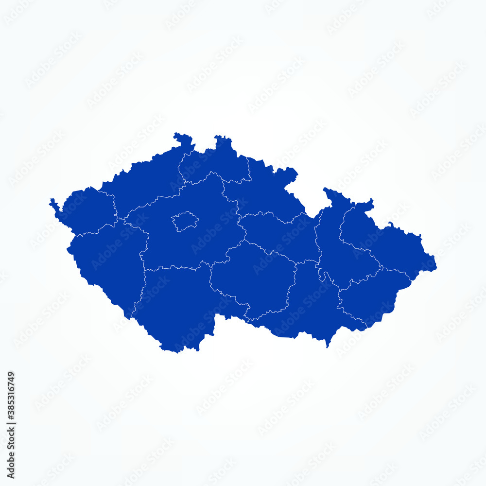 High Detailed Blue Map of Czech Republic on White isolated background, Vector Illustration EPS 10