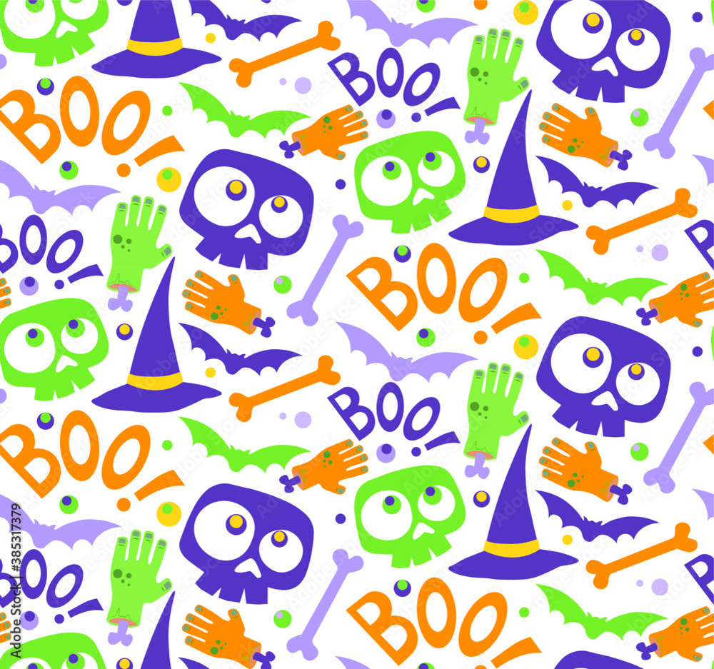 Halloween colorful cute seamless pattern 