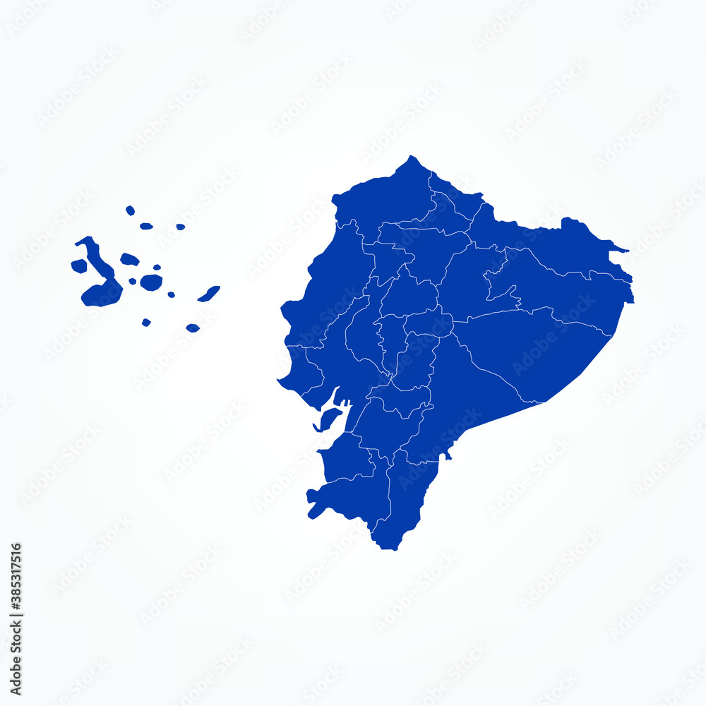 Obraz premium High Detailed Blue Map of Ecuador on White isolated background, Vector Illustration EPS 10