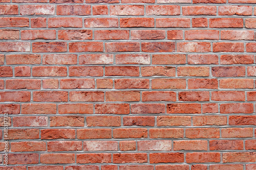 Perfect clean new red brick work wall background texture with cement clean template