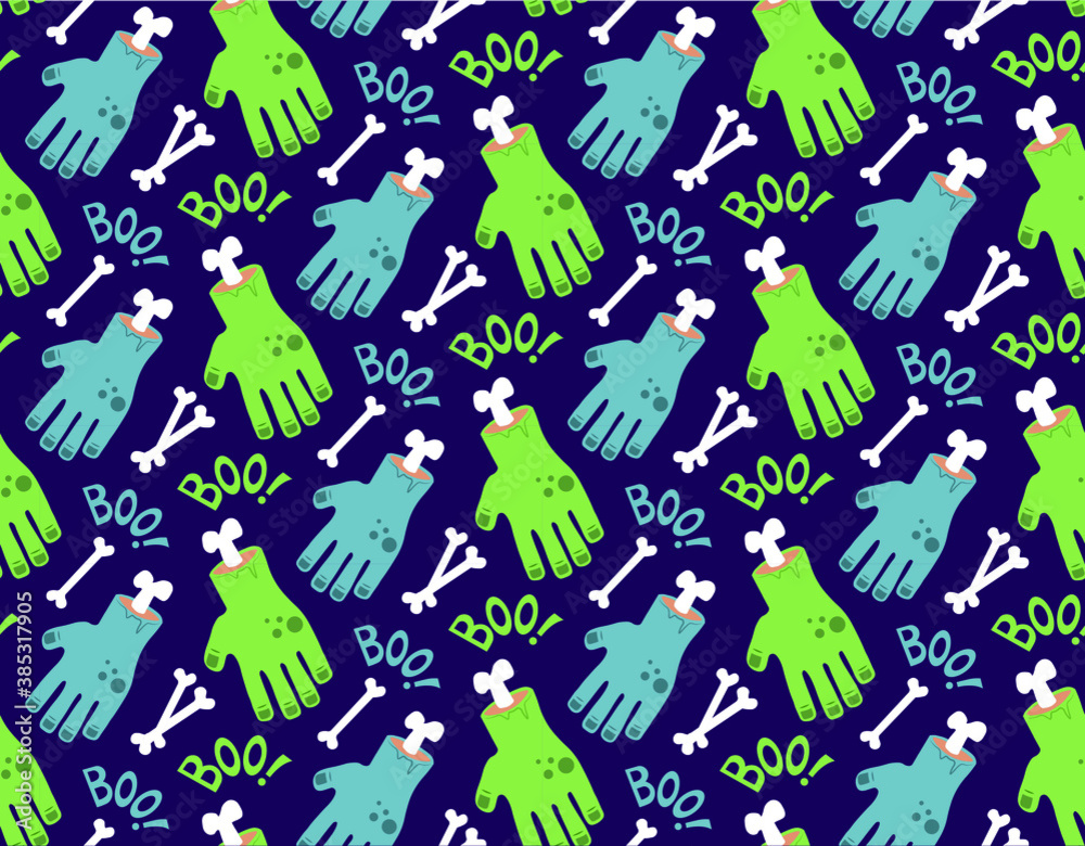 Zombie hand Halloween seamless pattern 