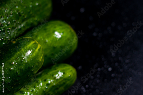 Cucumbers are located on the left side of the screen. The right one is free. Copy space