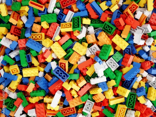 3D Rendering Colored Toy Bricks background