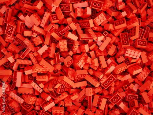 3D Rendering Red Toy Bricks background