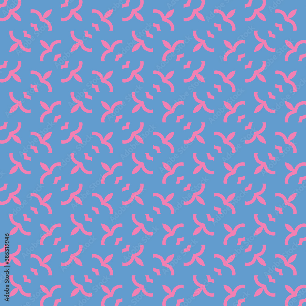 Vector seamless pattern texture background with geometric shapes, colored in blue, pink colors.
