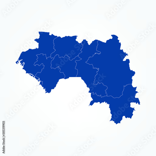 High Detailed Blue Map of Guinea on White isolated background, Vector Illustration EPS 10