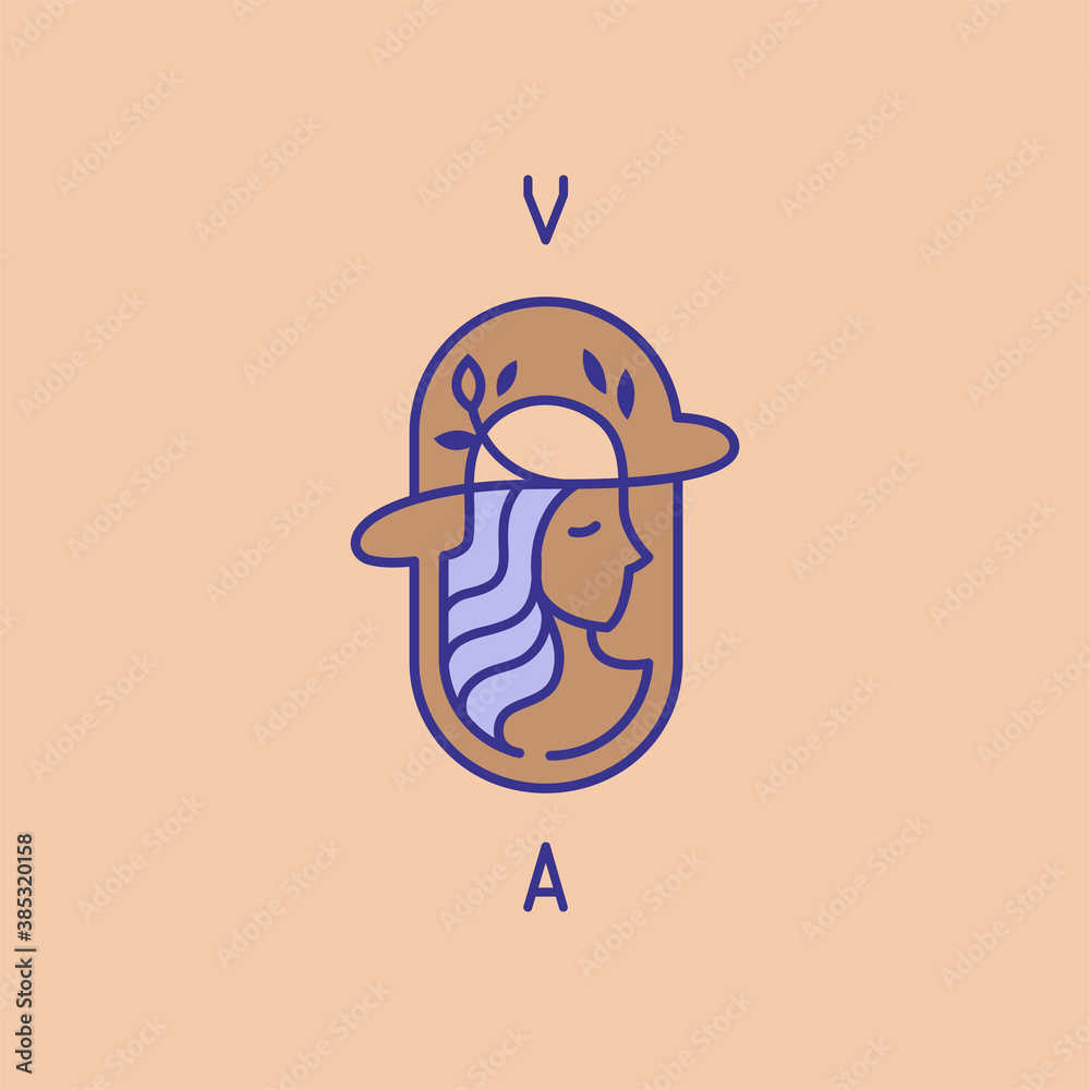 Autumnal, gentle, natural logos with the image of a girl in a hat. Vector illustration for female business. Linear illustration, girl's face in profile. Logo for a beauty salon or cosmetics store. Autumnal, gentle, natural logos with the image of a girl in a hat. Vector illustration for female business. Linear illustration, girl's face in profile. Logo for a beauty salon or cosmetics store.