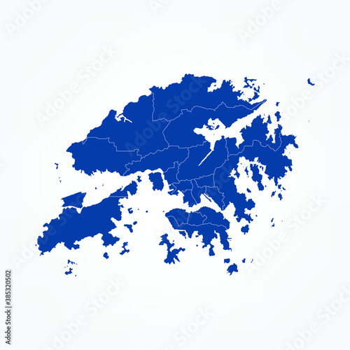 High Detailed Blue Map of Hong Kong on White isolated background, Vector Illustration EPS 10